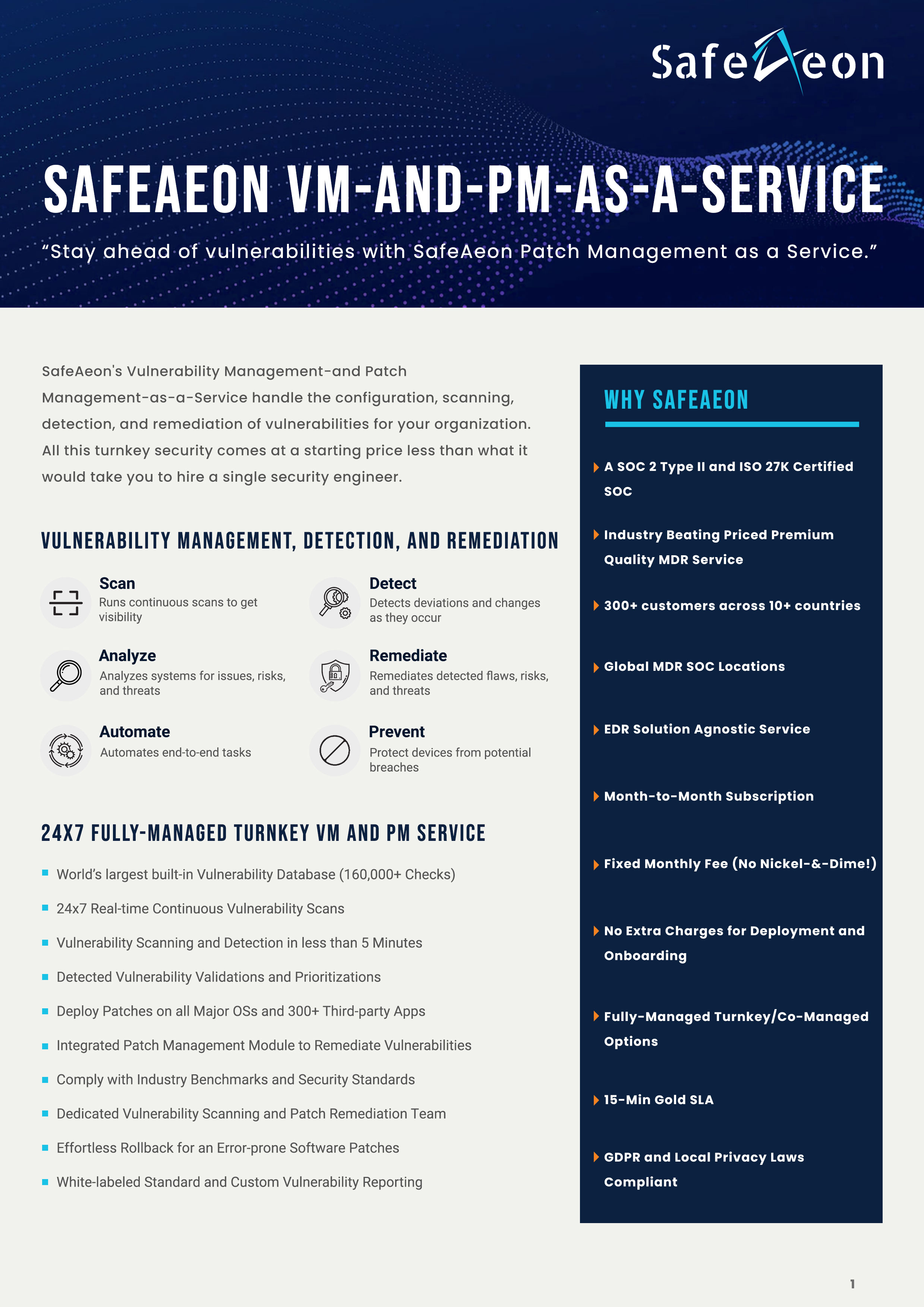 SafeAeon Patch Management-as-a-Service Datasheet