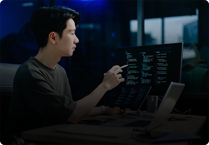 Medical professional at a computer